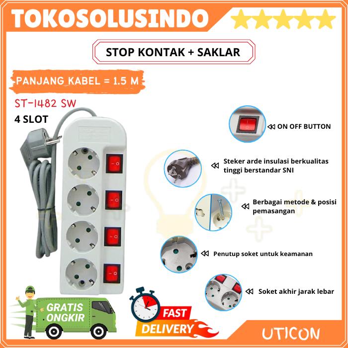 Jual Colokan / Stop Kontak UTICON dengan Individual Switch / Saklar ON ...