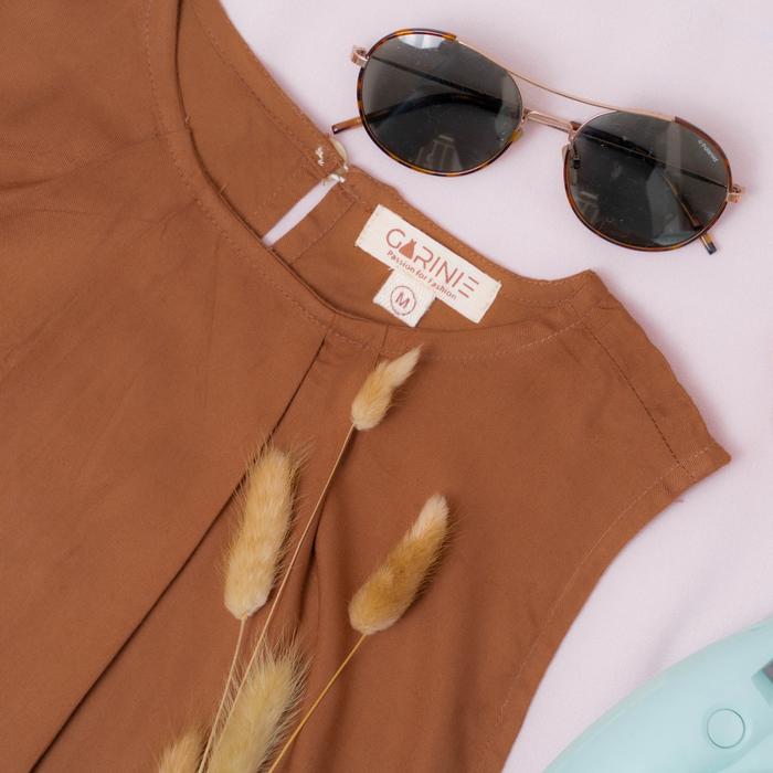 Gambar BAJU ATASAN / BLOUSE WANITA TANPA LENGAN DALAMAN BLAZER INNER / TANKTO - Brown dari GARIANIE undefined Tokopedia