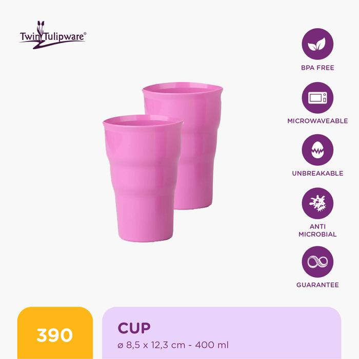Gambar Gelas & Mug Twin Tulipware Cup (set of 2) 400 ML - Pink Lady dari Twin Tulipware Indonesia undefined Tokopedia