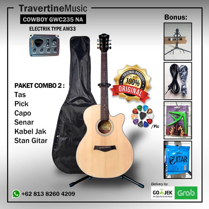 Gambar Gitar Akustik cowboy elektrik listrik GWC 235  original with tuner dari Travertine Music undefined Tokopedia