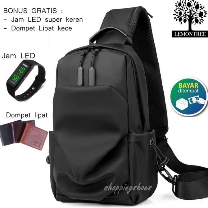 Gambar TAS SELEMPANG PRIA FREE DOMPET+JAM ATAU HEASHET - Hitam dari youshop-6 undefined Tokopedia