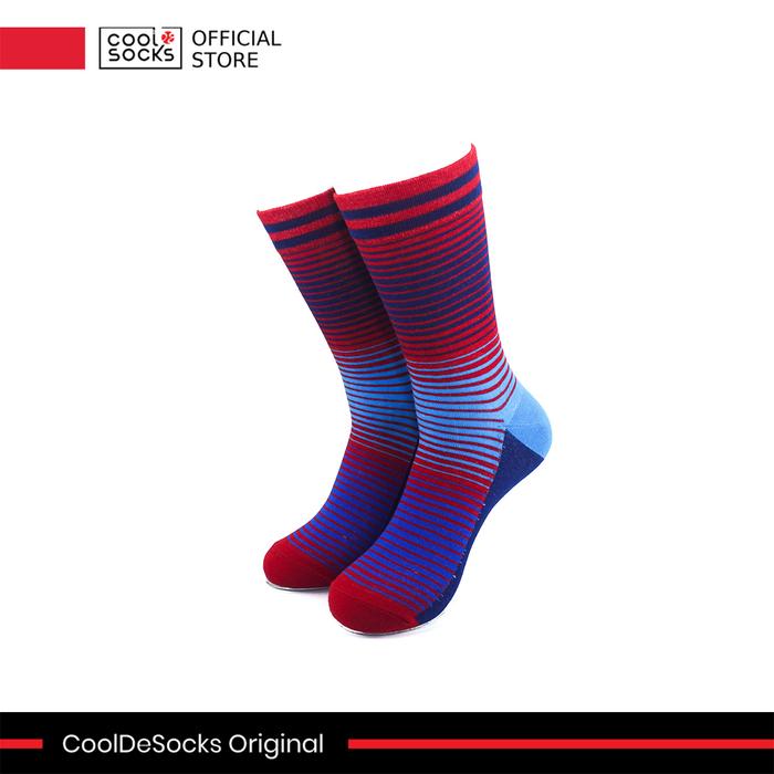 Gambar CoolDeSocks Original | Kaos Kaki Motif - Striped Retro Red Blue dari CoolDeSocks undefined Tokopedia