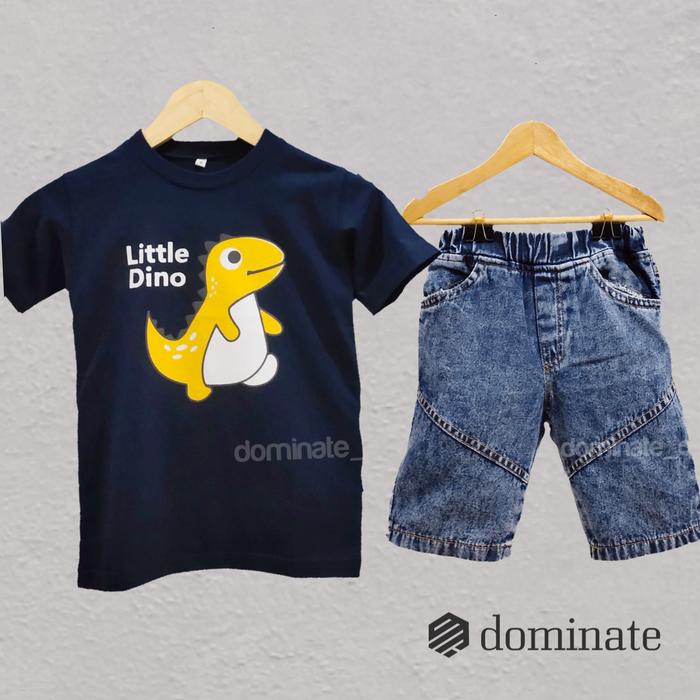 Gambar Setelan Anak Laki Laki baju Distro Celana Denim Anak Cowok keren - Set Jeans Biru, S6 (3-4Thn) dari dmt_official shop undefined Tokopedia