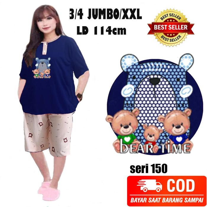 Gambar SETELAN BAJU TIDUR LD 114CM JUMBO BAJU TIDUR (BAYAR DITEMPAT) JUMBO150 - NAVI, XXL dari LOOK LOOK undefined Tokopedia