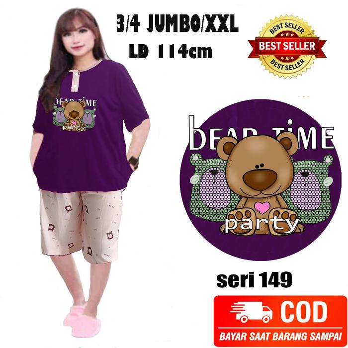 Gambar SETELAN BAJU TIDUR LD 114CM JUMBO BAJU TIDUR (BAYAR DITEMPAT) JUMBO149 - Ungu, XXL dari LOOK LOOK undefined Tokopedia