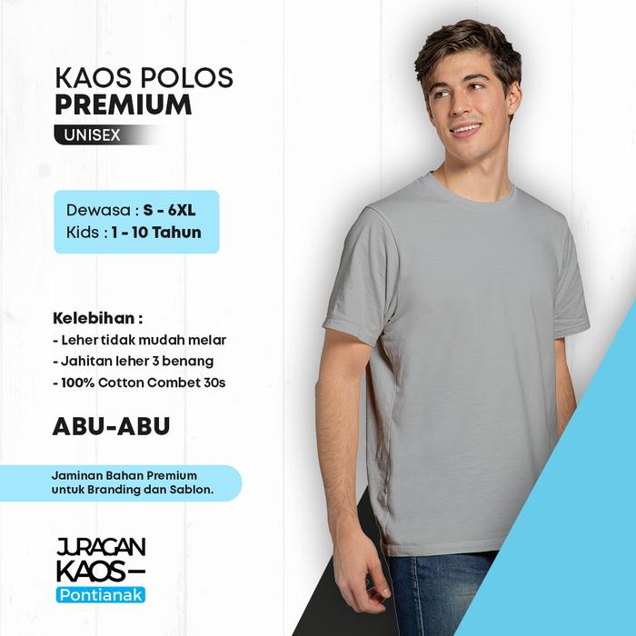 Gambar KAOS POLOS BAHAN PREMIUM 100% FULL COTTON - Abu-abu, S dari JuraganKaosPontianak undefined Tokopedia