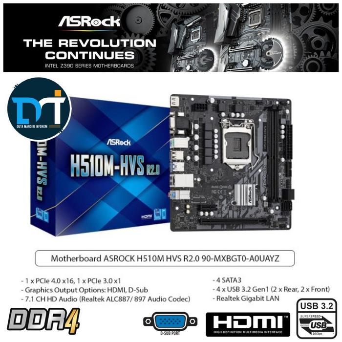 Gambar ASRock H510M HVS R2.0 - [Socket LGA 1200, H510, DDR4, USB3.2, SATA3] dari Duta Mandiri Infokom undefined Tokopedia