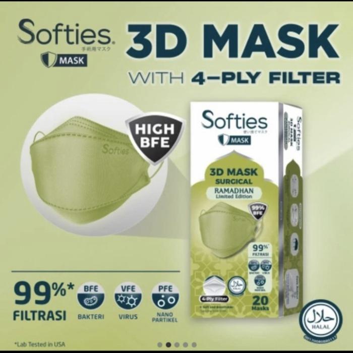 Gambar Masker Softies 3D Surgical 4 ply isi 20 pcs - Hijau dari ALDOAS undefined Tokopedia