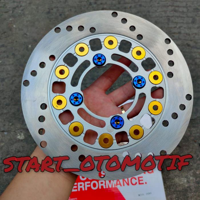 Gambar DISC PIRINGAN CAKRAM BREMBOO NISSIN 200MM + BAUT MIO SPORTY MIO SOUL - gold+baut biru dari Start_otomotif undefined Tokopedia