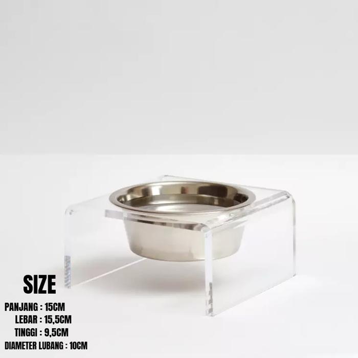 Gambar Stand Pet Bowl Acrylic / Holder Tempat Makan Hewan Peliharaan Akrilik - 1 Lubang Kecil dari Unique Official Store undefined Tokopedia