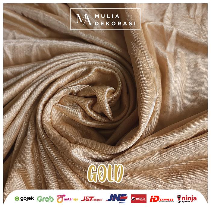 Gambar Kain Dekorasi Tenda Backdrop Filamin Background Pelaminan Lebar 220cm - Gold, 50cm x 220cm dari Mulia Dekorasi undefined Tokopedia