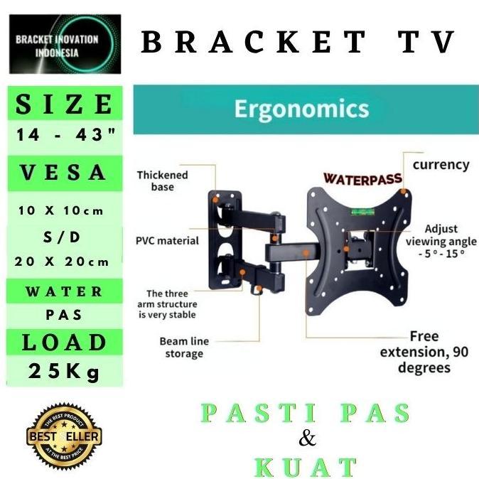 Gambar Braket bracket breket TV LED UHD 32 40 43 49 50 55 58 60 inci NB P5 - 14-43" WATERPAS dari dynamic pro undefined Tokopedia
