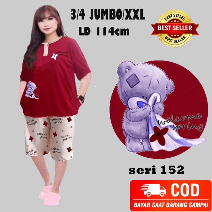 Gambar SETELAN BAJU TIDUR LD 120CM JUMBO BAJU TIDUR (BAYAR DITEMPAT) JUMBO152 - Merah, XXXL dari LOOK LOOK undefined Tokopedia