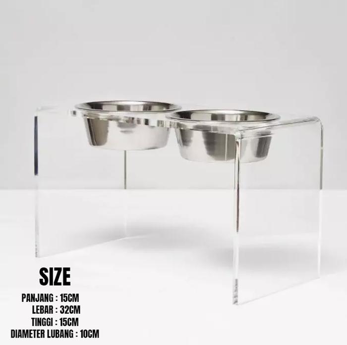 Gambar Stand Pet Bowl Acrylic / Holder Tempat Makan Hewan Peliharaan Akrilik - 2 Lubang Besar dari Unique Official Store undefined Tokopedia