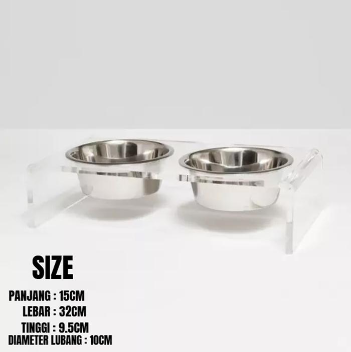 Gambar Stand Pet Bowl Acrylic / Holder Tempat Makan Hewan Peliharaan Akrilik - 2 Lubang Kecil dari Unique Official Store Kab. Indramayu Tokopedia