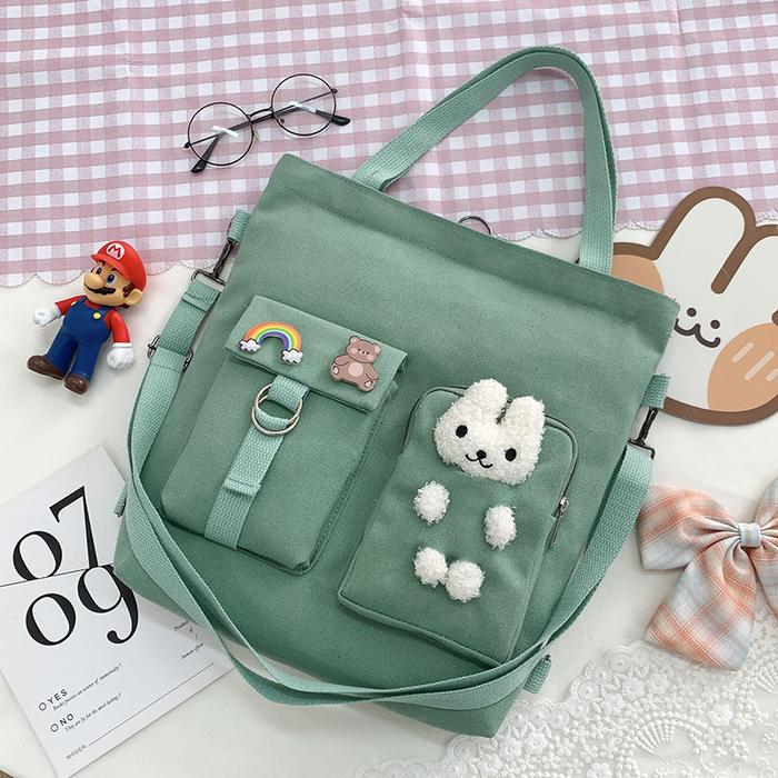 Gambar Mismi Ariana Tote Bag Wanita Korean Look Semi Tas Ransel Cute - 26A - Hijau dari Mismi Official Store undefined Tokopedia