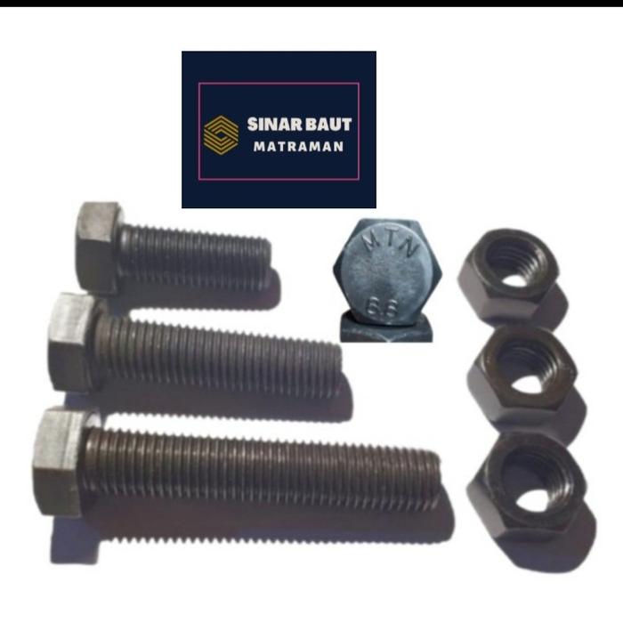 Jual baut mur baja 8.8 HTB M16X80mm FULL DRAT/hex bolt nut M16x8cm ...