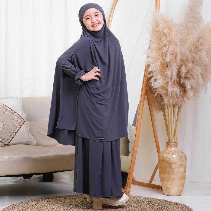 Gambar French Khimar Fatimah Set by Luthfia kids 1 sampai 11 tahun - Abu tua, XXL(7-9thn) dari Luthfia.kids undefined Tokopedia