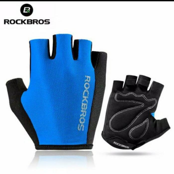 Gambar ROCKBROS Sarung Tangan sepeda Shockproof Breathable uk L, warna grey - Biru, L dari condesta undefined Tokopedia