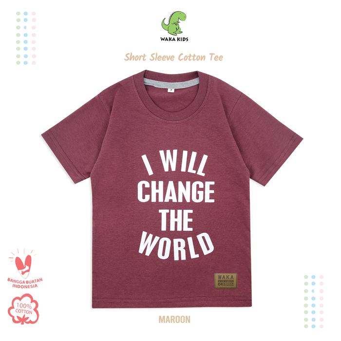 Gambar Wakakids Baju Atasan Kaos Anak Laki Usia 1-4 Tahun Oblong Pendek 4126 - Maroon, 1 dari Wakakids undefined Tokopedia