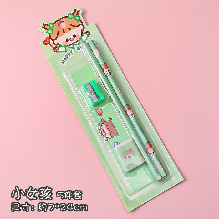 Gambar Alat Tulis Set Sekolah/Pensil Set Anak Sekolah - girl hijau dari Ailynshop22 undefined Tokopedia