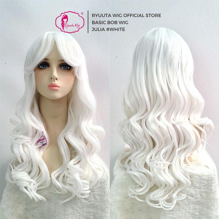 Gambar RC70 White putih | Wig long curly wavy / panjang keriting / cosplay - Julia dari Ryuuta Wig Mall Kota Administrasi Jakarta Utara Tokopedia