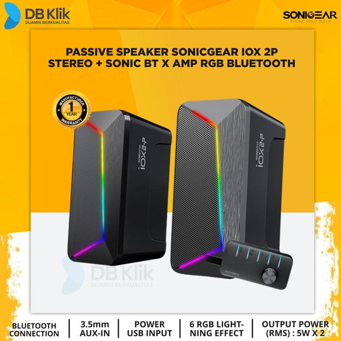 Speaker Passive SonicGear IOX 2P Stereo + Sonic BT X AMP RGB Bluetooth