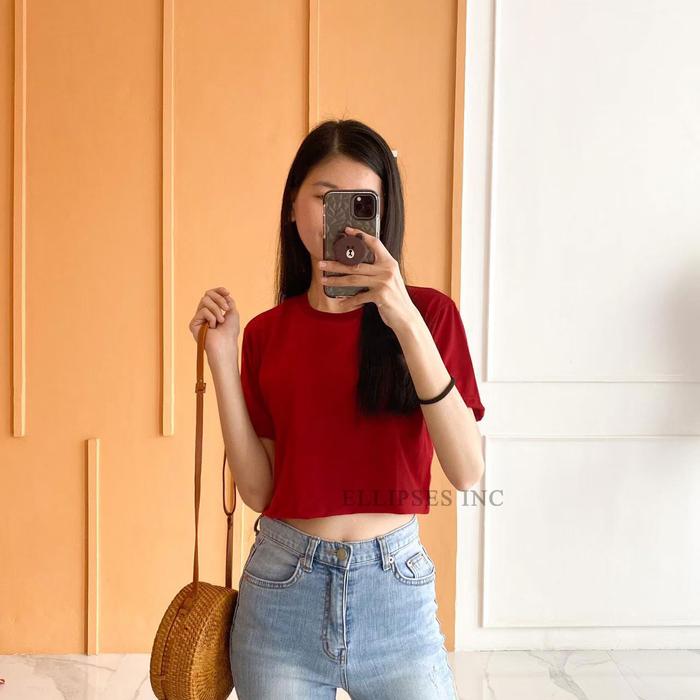 Gambar Ellipsesinc - Crop Top Lengan Pendek - Maroon, L dari ELLIPSESINC undefined Tokopedia