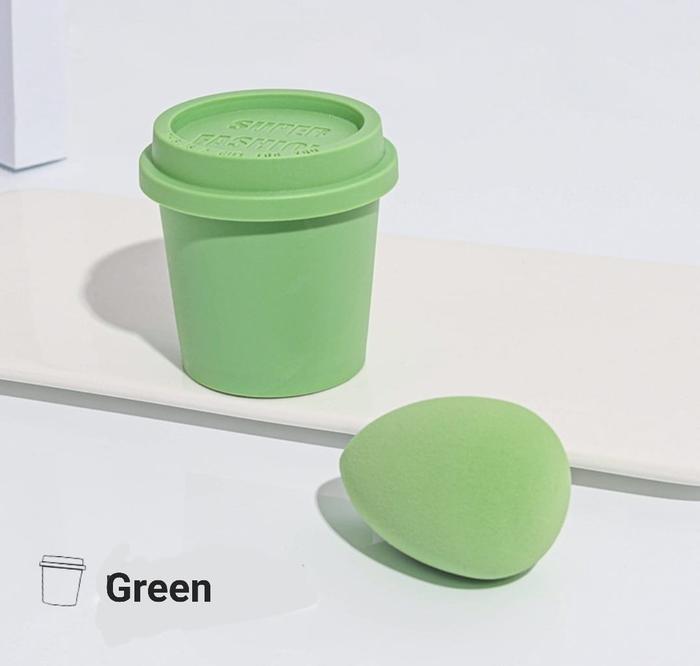 Gambar Sponge Makeup + Coffee Cup Applicator Beauty blender Cup Tempat Cantik - Green dari MG Store_NEW undefined Tokopedia