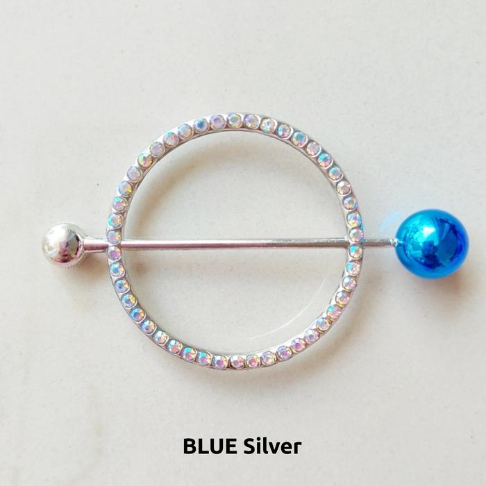 Gambar Bros Ring Eksklusif Permata Aksesoris Hijab Jilbab Pasmina Segiempat - BLUE Silver dari Kampung Kerudung undefined Tokopedia