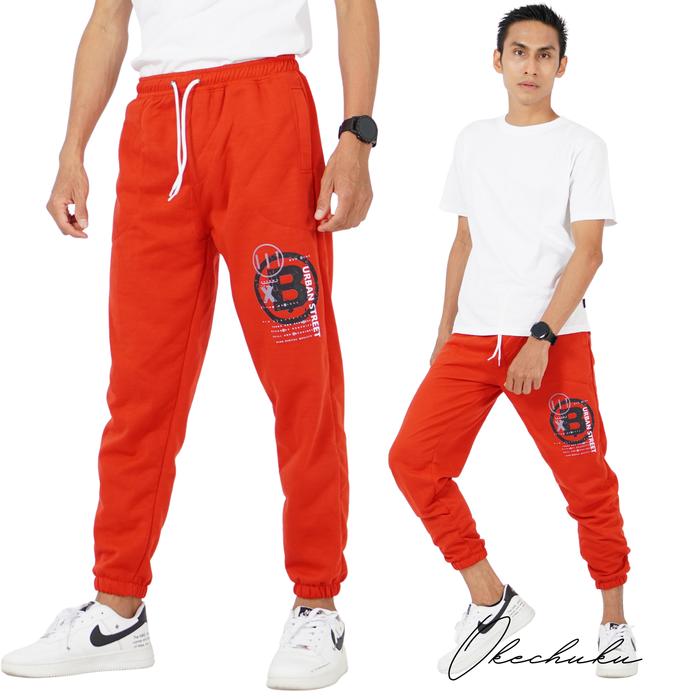 Gambar Okechuku AXEL Celana Training Pria Celana Jogger Joger Pants Sablon - Merah, M/L dari Okechuku undefined Tokopedia