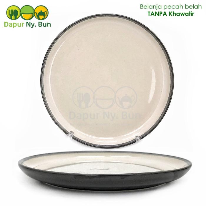 Gambar Piring Ceper Keramik / Stoneware / Dinner Plate High Quality 10 Inch - Abu-abu dari dapurnybun undefined Tokopedia