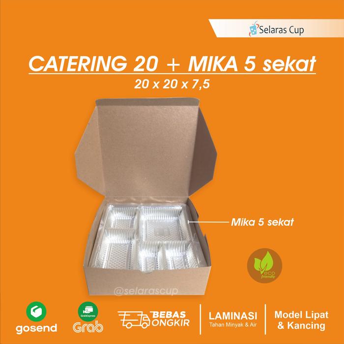 Gambar paper lunch box kraft sekat mika box catering nasi kotak rice box - 18x18x7,5, box dari selaras cup undefined Tokopedia