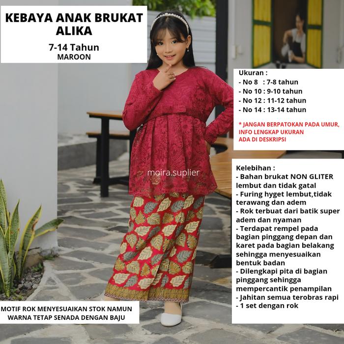 Gambar KEBAYA ANAK ALIKA TK PAUD SD 1-14 TAHUN - MAROON, 12 dari moirasuplier undefined Tokopedia
