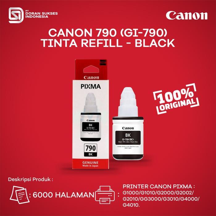 Gambar Tinta Canon GI790 GI-790 Refill Printer G1000 G1010 G2010 ORIGINAL INK - Black dari Doran Gadget Store undefined Tokopedia