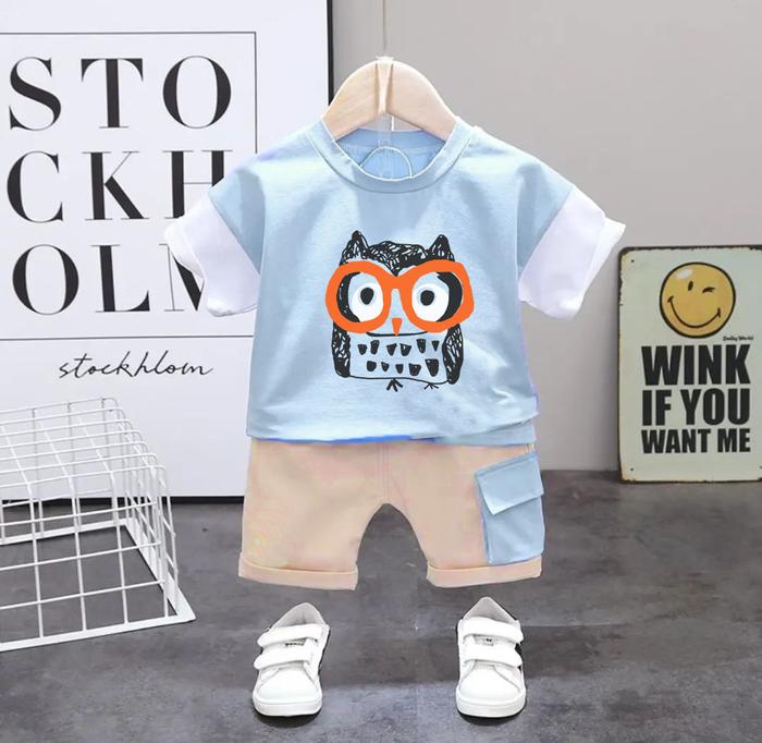 Gambar pakaian setelan anak laki laki dan perempuan umur 1 sampai 5 tahun owl - Biru Muda, S dari dreamsLAB27 undefined Tokopedia