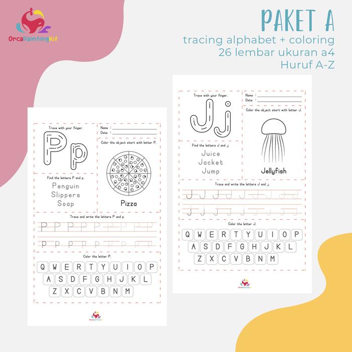 Gambar Belajar Menulis Huruf dan Mewarnai Worksheet Lembar Aktivitas Anak - A dari orcaindonesia undefined Tokopedia