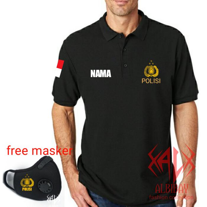 Gambar kaos polosi bisa costum nama+free masker model wangki - polisi, L dari ALBIBAYSTORE undefined Tokopedia