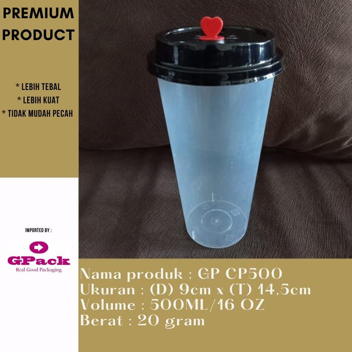 Gambar CUP PLASTIK BUBBLE TEA/CUP PLASTIK JUICE/TEA/CHEESE (CP 500) - Hitam dari GoPackage undefined Tokopedia