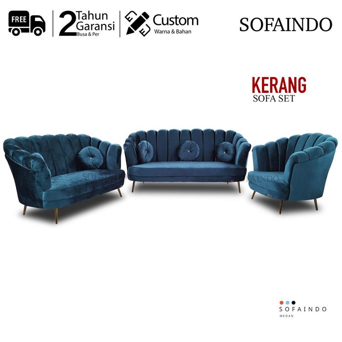 Gambar Sofa Kerang Besar - KERANG (Gambar Asli Kaki Besi Bergaransi) - Fancy Blue dari sofaindo undefined Tokopedia
