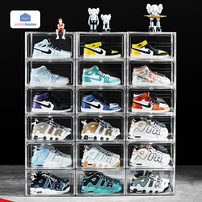 Promo Acrylic Shoe Box Display Rak Kotak Sepatu Akrilik Transparan ...