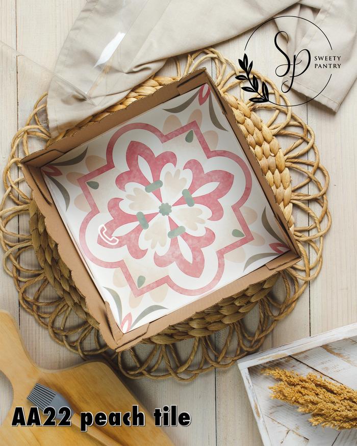 Gambar AA22 - Cake Tray alas kue Tatakan kue Makanan nampan Motif - 5 pcs - Peach Tile dari Sweety Pantry undefined Tokopedia