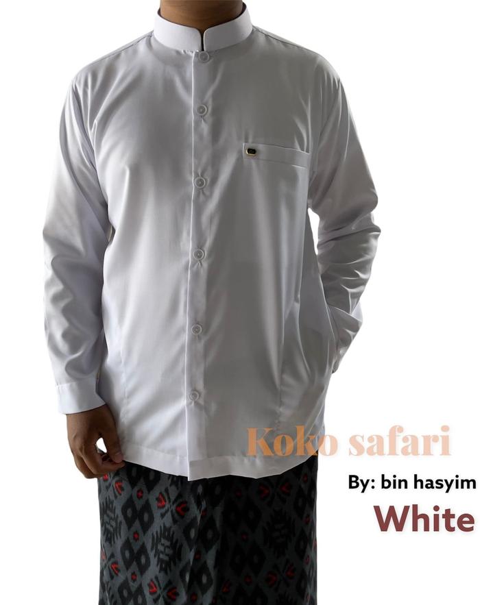 Gambar Baju Koko safari bin Hasyim - Putih, M dari Koleksi Petualang undefined Tokopedia
