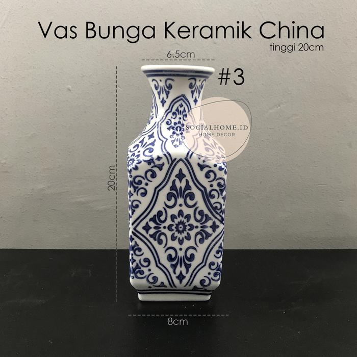 Gambar Vas Bunga Keramik Porcelain China Putih, Tinggi 20cm - 3 dari Socialhomeid undefined Tokopedia