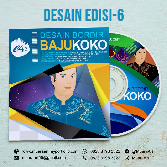 Gambar Desain Bordir Komputer Baju Koko Edisi-6 - Koko Edisi-6 dari Muara Art undefined Tokopedia