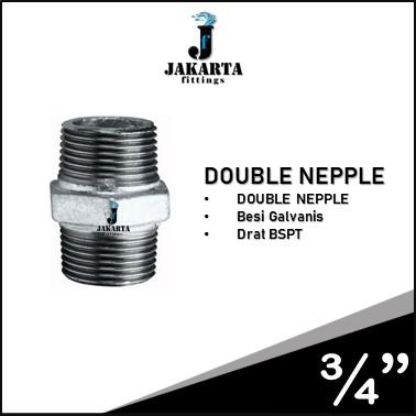 Gambar DOUBLE NEPPLE PIPE PIPA BESI GALV DRAT BESI BSPT 1/2" 3/4" 1" 1-1/4" - SIZE 3/4" dari JAKARTA Fittings undefined Tokopedia