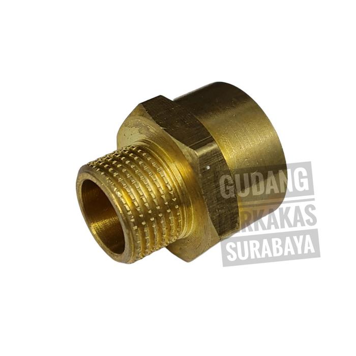 Gambar SAMBUNGAN PIPA 1/4 DRAT LUAR DRAT DALAM FEMALE x MALE NAPLE FULL BRASS - 1/4 M x 1/4 F dari Gudang Perkakas Surabaya undefined Tokopedia