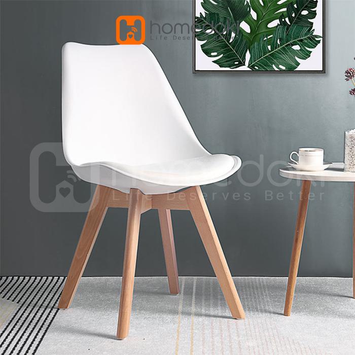 Gambar Homedoki Kursi Bar Cafe Santai Kantor Bangku Kerja Kayu Solid Wood Engineering Polypropylene 48x49x83.5cm White Grey Black - Putih dari Homedoki Store undefined Tokopedia