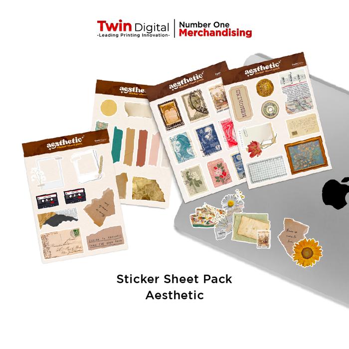 Gambar Sticker Sheet Pack Aesthetic Anti Air- Stiker Sheet Pack Aestetik - Laminating Doff, Vinyl dari twindigital.id undefined Tokopedia