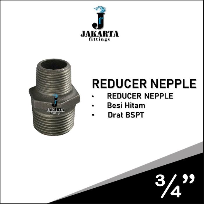 Gambar REDUCER NEPPLE PIPE PIPA BESI HITAM DRAT BESI BSPT 1/2" 3/4" 1" - SIZE 3/4" dari JAKARTA Fittings undefined Tokopedia